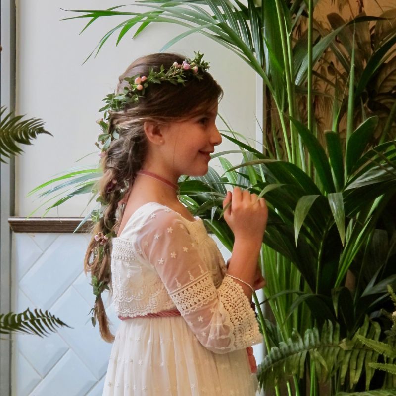 Coronita para trenza en verdes