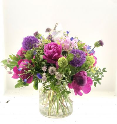 Jarrón de Cristal con Flores