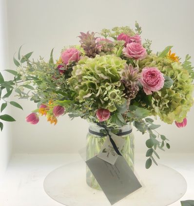 Cristal  con Flores en tonos claros