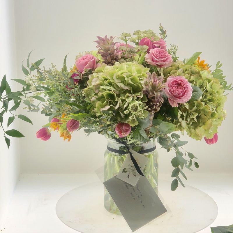 Cristal  con Flores en tonos claros