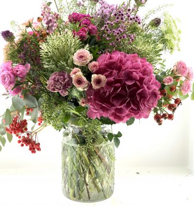 Cristal alto con flores Rosas