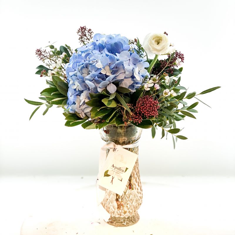 Cristal Ámbar con flores