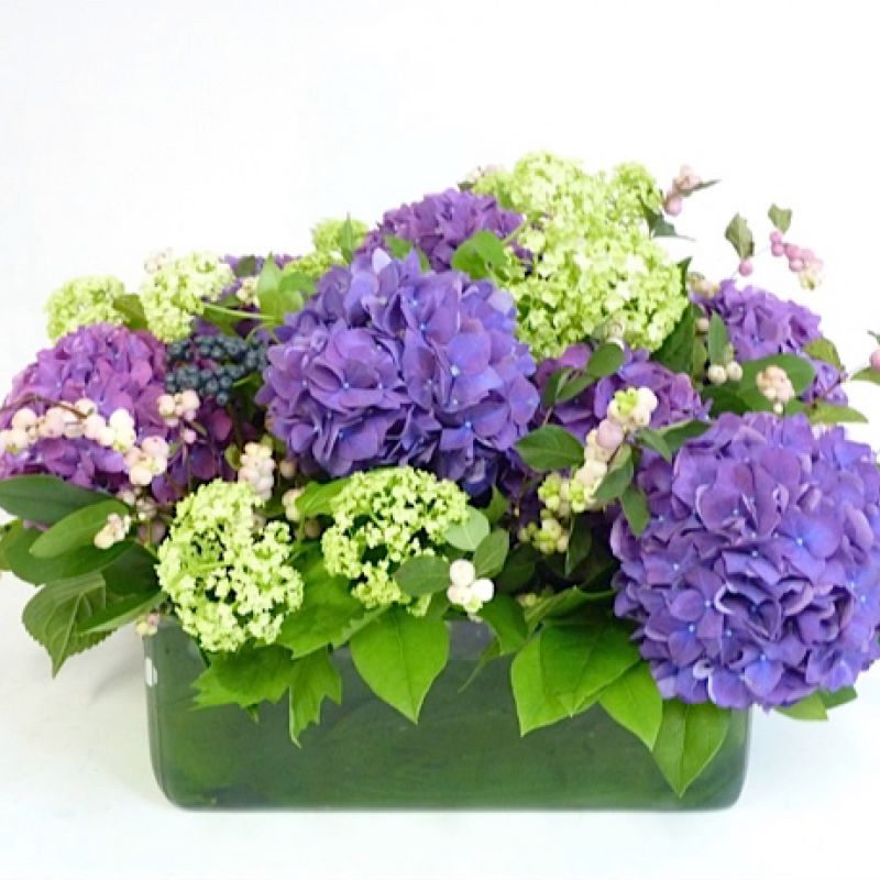 Cuadrado de cristal con flores